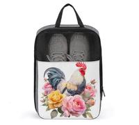 Bolsa para zapatos de golf con diseño de rosas rosadas y amarillas de gallo para viajes, uso diario, antipolvo