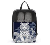 Bolsa para zapatos de golf con diseño de tigre blanco en nubes para viajes, uso diario, antipolvo