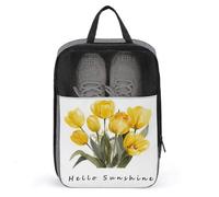 Bolsa para zapatos de golf con diseño de tulipanes amarillos, acuarela, Hello Sunshine, para viajes, uso diario, antipolvo