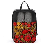Bolsa para zapatos de golf con diseño floral de arte popular ruso con flores rojas, para viajes, uso diario, almacenamiento antipolvo