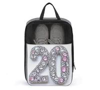 Bolsa para zapatos de golf con número 20, color rosa claro, plateado, para viajes, uso diario, almacenamiento antipolvo