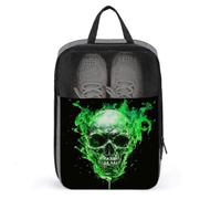 Bolsa para zapatos de golf, diseño de calavera, color verde fuego, para viajes, uso diario, antipolvo