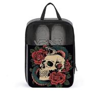 Bolsa para zapatos de golf, diseño de calavera, serpiente, rosas rojas, para viajes, uso diario, antipolvo