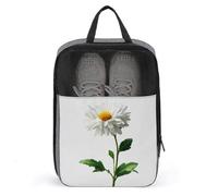 Bolsa para zapatos de golf, diseño de margaritas blancas con hojas de tallo para viajes, uso diario, antipolvo