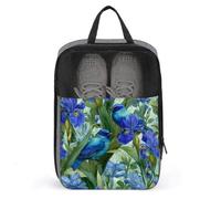 Bolsa para zapatos de golf, diseño de pájaros azules y flores de iris para viajes, uso diario, antipolvo