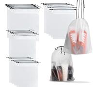 Bolsa para zapatos de viaje, de polietileno esmerilado, impermeable, bolsa de zapatos con cordón, bolsa de almacenamiento multifuncional con cordón, 20 unidades, reutilizable, Translúcido,