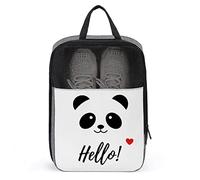 Bolsa para Zapatos Hello Panda Love Heart, Color Blanco, con Cremallera y asa, Impermeable, Transpirable y portátil.