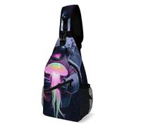 Bolsa Pecho Astronauta Espacio Psicológico Galaxia Planeta Medusas Coloridas Moda Bolsa Cruzada Duradero Bandolera para Deportes Escolar Trabajo