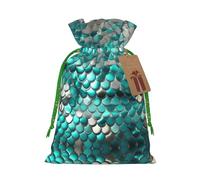 Bolsa pequeña con cordón con estampado de escamas de sirena para regalos, bolsa de regalo reutilizable, para regalos de vacaciones y fiestas