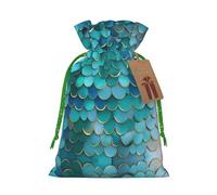 Bolsa pequeña con cordón con estampado de escamas de sirena para regalos, bolsa de regalo reutilizable, para regalos de vacaciones y fiestas