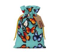 Bolsa pequeña con cordón con estampado de mariposa y violonchelo para regalos, bolsa de regalo reutilizable, para regalos de vacaciones y fiestas
