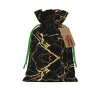 Bolsa pequeña con cordón con estampado de mármol negro y dorado para regalos, bolsa de regalo reutilizable, para regalos de vacaciones y fiestas