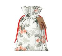 Bolsa pequeña con cordón con estampado de palmeras tropicales para regalos, bolsa de regalo reutilizable, para regalos de vacaciones y fiestas