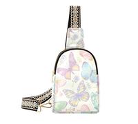 Bolsa pequeña con correa ajustable para mujer, diseño botánico, diseño botánico, de mariposa, color beige, Beige, Mochilero