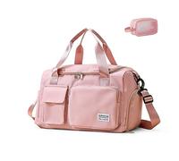 Bolsa pequeña de Gimnasio para Mujer, Bolsa de Viaje para Fin de Semana con Compartimento para Zapatos, 01#Rosa, Gym Bag & Toiletry Bag, Bolsa de Gimnasio y Neceser