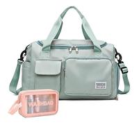 Bolsa pequeña de gimnasio para mujer, bolsa de viaje para fin de semana con compartimento para zapatos, 30#All Green, Bolsa de gimnasio y neceser