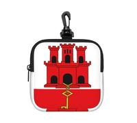 Bolsa pequeña impermeable con cremallera de la bandera de Gibraltar, bolsa de almacenamiento de neopreno para auriculares, funda con clip para llavero