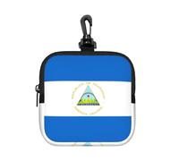 Bolsa pequeña impermeable con cremallera de la bandera de Nicaragua, bolsa de almacenamiento de neopreno para auriculares, funda con clip para llavero