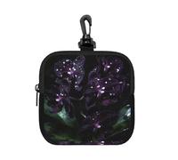 Bolsa pequeña impermeable con cremallera de orquídea morada oscura, bolsa de almacenamiento de neopreno para auriculares, funda con clip para llavero