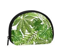 Bolsa pequeña para Guardar Toallas sanitarias, cosméticos y Monedero para Mujer, diseño de Hojas Tropicales, Palmeras exóticas, follaje de Jungla, Plantas de Moda, Naturaleza, Verde.