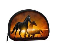 Bolsa pequeña para Guardar Toallas sanitarias de Maquillaje con Estampado de Caballos Negros y Nubes Rojas Brillantes, Monedero para cosméticos de Mujer