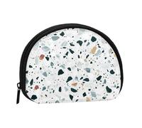 Bolsa pequeña para Guardar Toallas sanitarias, Maquillaje y cosméticos, Color terrazo y mármol Pastel. Monedero para Mujer.