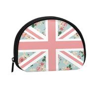 Bolsa pequeña para Guardar Toallas sanitarias, Maquillaje y cosméticos, con la Bandera de la Union Jack y Rosas inglesas. Monedero para Mujer.