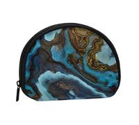 Bolsa pequeña para Guardar Toallas sanitarias, Maquillaje y cosméticos, diseño Abstracto de mármol líquido Azul Dorado, Monedero para Mujer.