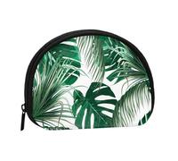 Bolsa pequeña para Guardar Toallas sanitarias, Maquillaje y cosméticos, diseño de Hojas de Palma Verde Tropical, Hojas de Jungla. Monedero para Mujer.
