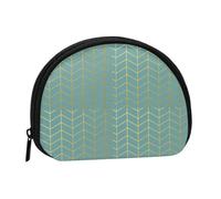 Bolsa pequeña para Guardar Toallas sanitarias, Maquillaje y cosméticos para Mujer, con Estampado de Espiga, imitación de lámina Dorada, Color Verde Azulado geométrico.