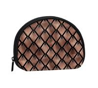 Bolsa pequeña para Guardar Toallas sanitarias, Maquillaje y Monedero para cosméticos de Mujer, con diseño de abanicos Art déco en Oro Rosa sobre Negro.