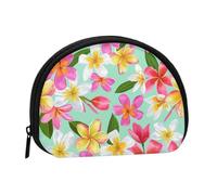 Bolsa pequeña para Guardar Toallas sanitarias, Maquillaje y Monedero para cosméticos de Mujer con diseño de Flores Tropicales de Acuarela y Plumeria Floral.