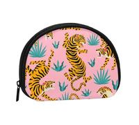 Bolsa pequeña para Guardar Toallas sanitarias, Maquillaje y Monedero para Mujer, con diseño de Tigres asiáticos, Dorado, Naranja y Negro.