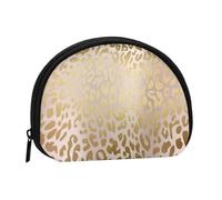 Bolsa pequeña para Guardar Toallas sanitarias, Maquillaje y Monedero para Mujer, de Acero Metalizado en Color Rosa Dorado y Piel de Leopardo.