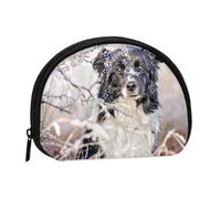 Bolsa pequeña para Guardar Toallas sanitarias, Monedero para cosméticos de Mujer, diseño de Border Collie, Perros Blancos como la Nieve en Invierno y Negros.