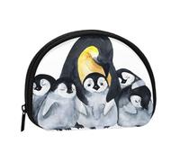 Bolsa pequeña para Guardar Toallas sanitarias, Monedero para cosméticos de Mujer, diseño de pingüinos Emperador con niños en la Nieve.