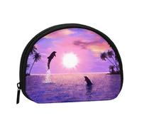 Bolsa pequeña para Guardar Toallas sanitarias y Maquillaje con diseño de Delfines al Atardecer, Monedero para cosméticos de Mujer