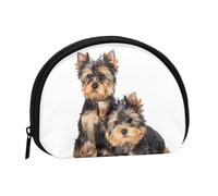 Bolsa pequeña para Guardar Toallas sanitarias y Maquillaje con Dos Cachorros de Yorkshire Terrier, Monedero para cosméticos de Mujer.