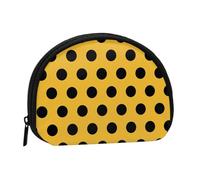 Bolsa pequeña para Guardar Toallas sanitarias y Maquillaje con Estampado de Lunares Negros sobre Amarillo, Monedero para cosméticos de Mujer.