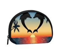Bolsa pequeña para Guardar Toallas sanitarias y Maquillaje con Forma de corazón de Dos Delfines Saltando, Monedero para cosméticos de Mujer