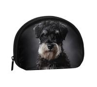 Bolsa pequeña para Guardar Toallas sanitarias y Maquillaje, con Retrato de Schnauzer en Gris Oscuro, Monedero para cosméticos de Mujer.