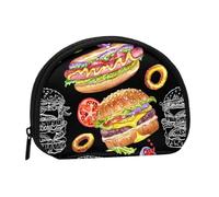Bolsa pequeña para Guardar Toallas sanitarias y Maquillaje, diseño de Hamburguesa sobre Fondo Negro, Monedero para cosméticos de Mujer.