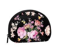 Bolsa pequeña para Guardar Toallas sanitarias y Maquillaje, diseño Vintage de Rosas Rosadas sobre Fondo Natural, Monedero para cosméticos de Mujer.