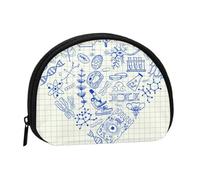 Bolsa pequeña para Guardar Toallas sanitarias y Maquillaje, Monedero para cosméticos de Mujer, con Dibujos de biología en el corazón.