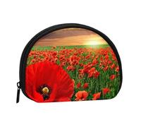 Bolsa pequeña para Guardar Toallas sanitarias y Maquillaje, Monedero para cosméticos de Mujer, diseño de Campo de Amapolas al Atardecer