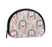 Bolsa pequeña para Guardar Toallas sanitarias y Maquillaje, Monedero para cosméticos de Mujer, diseño de Erizo con corazón de Amor