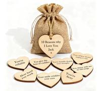 Bolsa personalizada con texto en inglés "Reasons Why I Love You", etiquetas de corazón de madera personalizadas, regalo para tu amada, aniversarios, bodas, San Valentín, cumpleaños, regalo de recuerdo