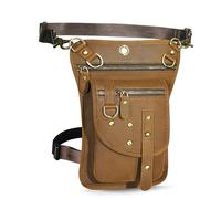 Bolsa Pierna Moto Mochila pequeña de Cuero for Hombre, Bolso Bandolera, Viaje, riñonera, Pierna, Funda for Tableta(Color 2)