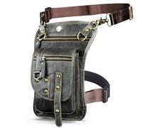 Bolsa Pierna Moto Mochila pequeña de Cuero for Hombre, Bolso Bandolera, Viaje, riñonera, Pierna, Funda for Tableta(Color 1)