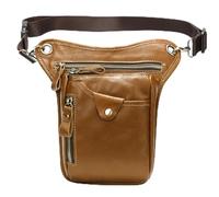 Bolsa Pierna Moto Riñonera de Cuero for Pierna, Tipo riñonera, for Motocicleta, for teléfono, Viaje, pequeña, for Hombre(Brown)